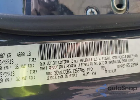 2018 Jeep Compass Limited 4X4 from USA, damaged, VIN 3C4NJDCB5JT350705